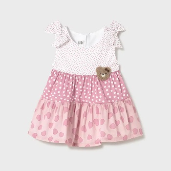 Mayoral Нежна сладка рокля за новородено момиче в розови нюанси и мече Mayoral