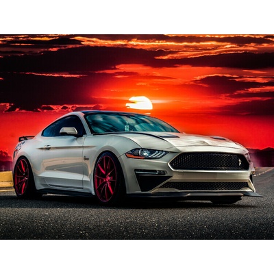 Plagát, Obraz - Mustang Car Auto in Sunset, 40 × 30 cm
