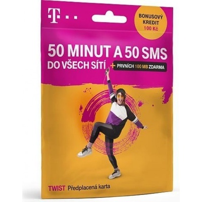 SIM karta TWIST 50minut+ 50SMS s kreditem 100,- Kč