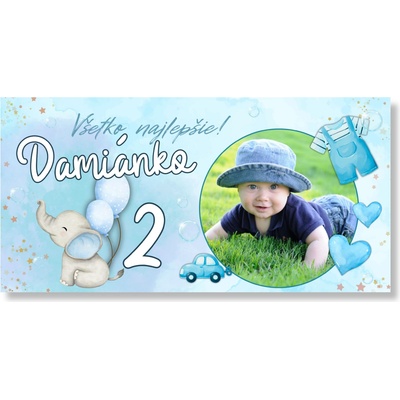 Personal Narodeninový banner s fotkou - Light blue Rozmer banner: 130 x 65 cm