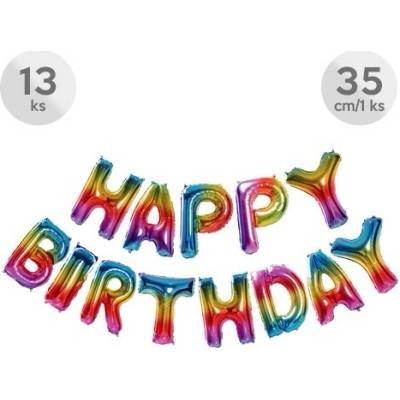 JUNIOR Balón narozeninový Happy Birthday 35 cm stříbrný