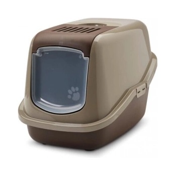 SAVIC Nestor Brown - Закрита котешка тоалетна с филтър против миризми, сиво и кафяво 56x39x38.5 см