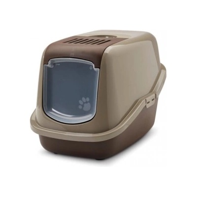 SAVIC Nestor Brown - Закрита котешка тоалетна с филтър против миризми, сиво и кафяво 56x39x38.5 см