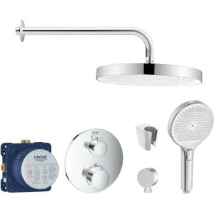 SANITINO - Душ комплект с термостат Grohe и скрито тяло, аксесоари kielle, хром SANI21GKK005 (SANI21GKK005)