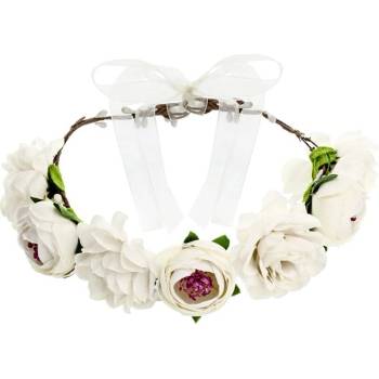 Party Deco Нежна Диадема с Бели Цветя
