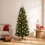 vidaXL Изкуствена коледна елха с топки 150 см 150 LED светодиода (3465828)