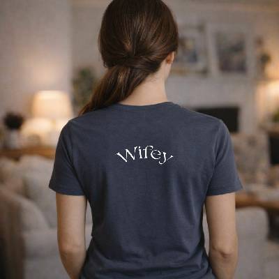 Tričko s potiskem WIFEY, pro ženu Barva: Modrá, Velikosti: XS, Varianta potisku: Bílá/ Černá