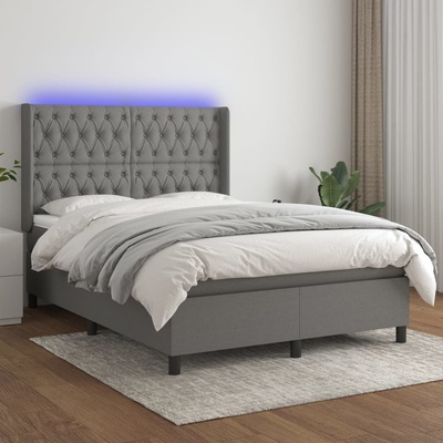 Petrashop 3138558 boxspring postel s matrací a LED tmavě šedá textil