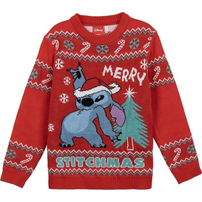 Cerdá Stitch svetr vánoční dětský červený