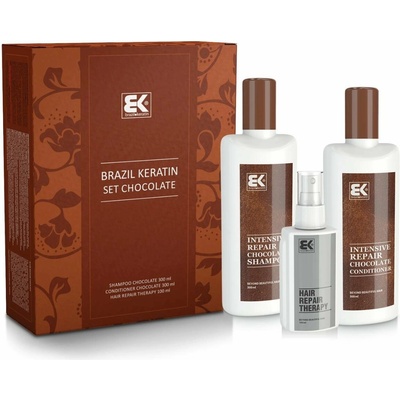 BK Brazil Keratin Chocolate šampon 300 ml + kondicionér 300 ml + olej / sérum 100 ml dárková sada