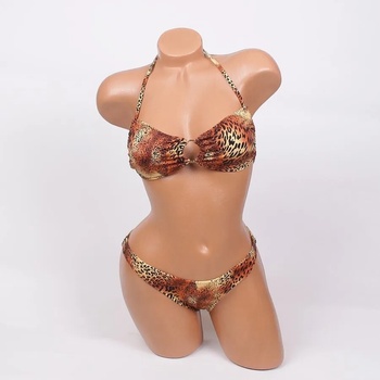 Image 1 of Ефектен бански с леопардов десен от три части - чашка В