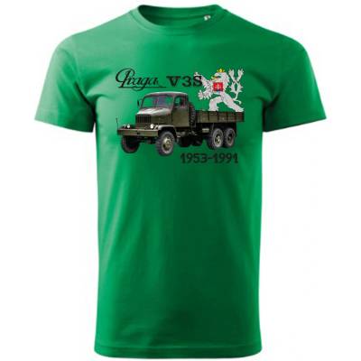 Maverprint Retro tričko Praga V3S 1953–1991 legenda československých ciest Zelená