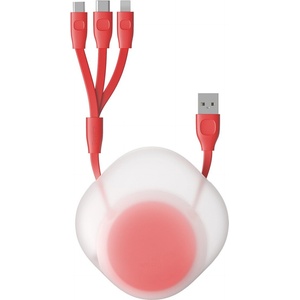 Baseus Универсален USB кабел с Lightning, microUSB и USB-C конектори (80 см) - Baseus Lets Go Little Reunion One-Way Stretchable 3-in-1 USB Cable (CAMLT-TY09) (червен) (CAMLT-TY09)