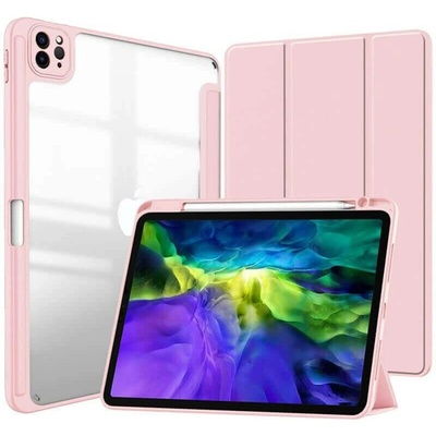 SES 2v1 Smart flip cover + zadní silikonový ochranný obal s držákem na pero Apple iPad 10.2 2021 9. generace 12234 světle růžový
