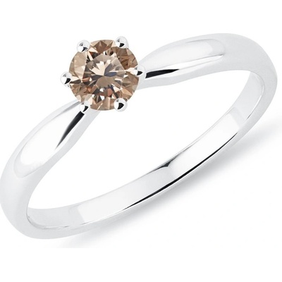 KLENOTA Zásnubný zlatý prsteň s diamantom champagne k0191062