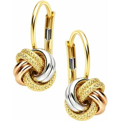 Zlaton Náušnice z kombinovaného zlata uzel visací 1.7cm 1.9g O17082603694