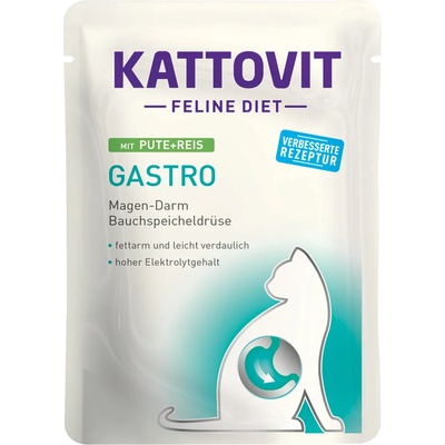 Kattovit 24x85г Gastro Feline, консервирана храна за котки - с пуйка и ориз