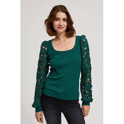 Moodo Смарагдова тениска с дантелени ръкави Moodo Moodo | Zelen | ЖЕНИ | XS