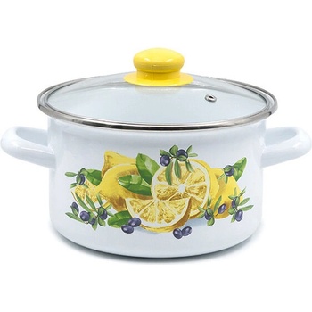 Тенджера емайл с кант стъклен капак 3.8л ЛИМОНИ (105757/7)