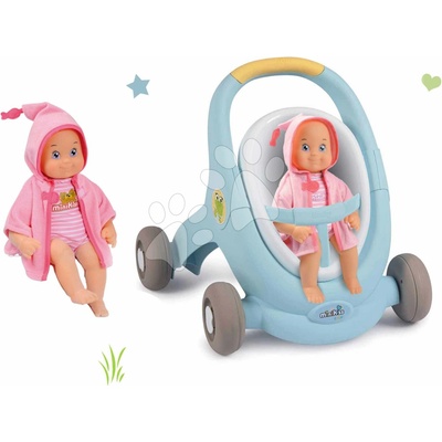 Smoby Set chodítko a kočík s brzdou Croc Baby Walker Minikiss 3in1 a bábika na kúpanie so zvukmi 27 cm