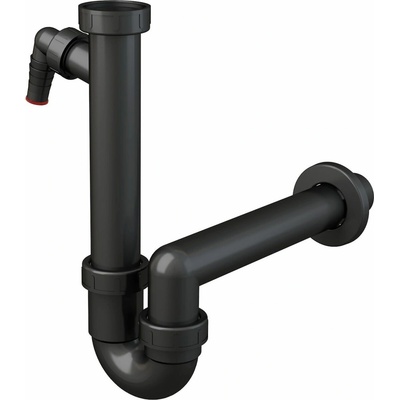 Alcadrain Drezový sifón s maticou 6/4" a prípojkou, čierny A81-DN40-ECO
