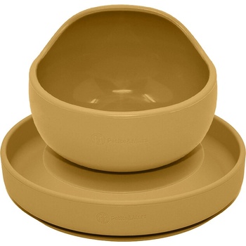 PETITE&MARS Set jedálenský silikónový Intense Ochre TAKE&MATCH 2 ks