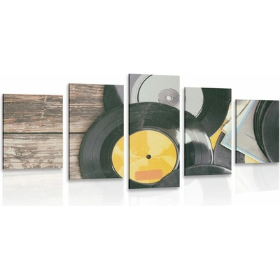 5-dielny obraz staré platne gramofónu