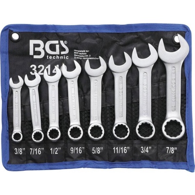 BGS technic Súprava ch kľúčov očko-vidlica veľmi krátke 3/8" – 7/8" 8 ks BGS 32140