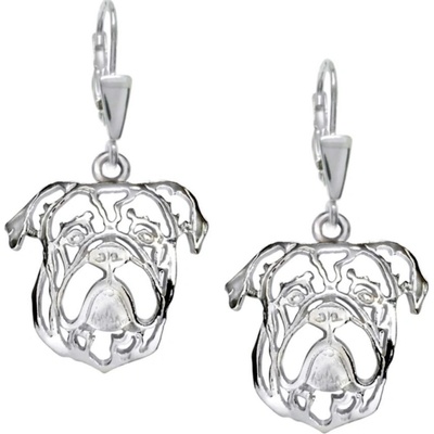Strieborne Tlapky Staroanglický buldog strieborné náušnice 663