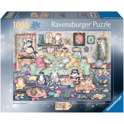 Ravensburger Пъзел Ravensburger от 1000 части - Crazy Cats: Коледни унищожители (7012001244)