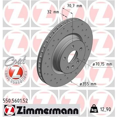 Brzdový kotúč ZIMMERMANN 550.5601.52 (550560152)