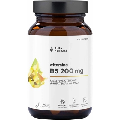 Aura Herbals Vitamín B5 200 mg , Kyselina pantoténová 90 kapsúl