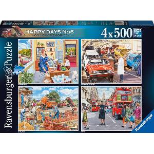 Ravensburger Пъзел Ravensburger от 4 х 500 части - Спомени от работния ден (17490)