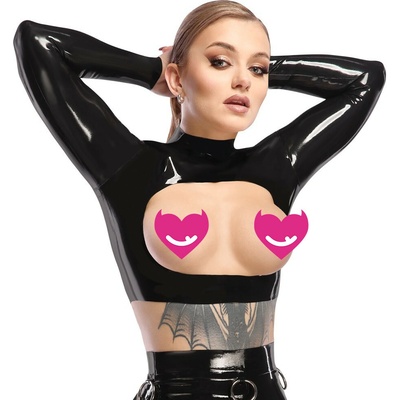 LateX Open Cup Latex Crop Top 2901366 Black S