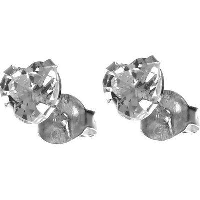 Argento Stříbrné náušnice - srdíčka, čirý zirkon, velikost 4 mm 65345