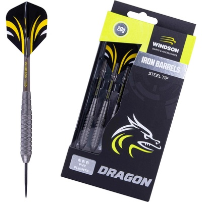 Železný set šípok s kovovými hrotmi Windson SET DRAGON 20 G IRON STEEL čierna,červená,žltá