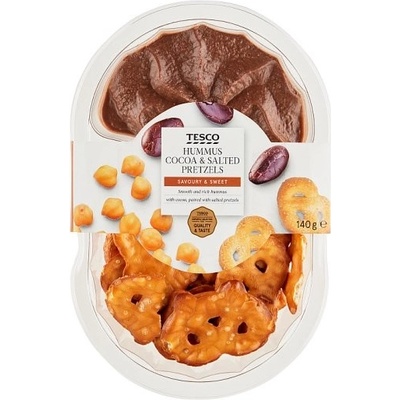Tesco Cícerovo-sezamová nátierka s kakaovým práškom s pečenými pšeničnými praclíkmi 140 g