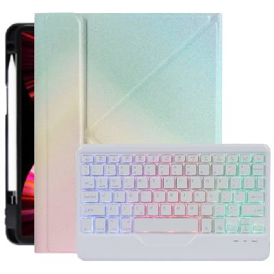 Калъф със цветна подсветка на клавиатура и място за Apple Pencil за iPad Air 4 (2020) / Air 5 (2022) / Pro 11" (2018-2022) - дъга (58405)