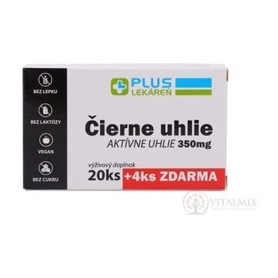 Plus Lékárna Černé uhlí 350 mg tablet 20 + 4 kapslí