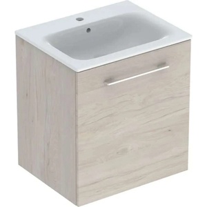 Geberit Selnova Square - Шкафче за умивалник 64x59x48 см, с умивалник, 1 врата, светъл орех хикори 501.255. 00.1 (501.255.00.1)