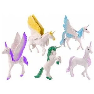 LEAN Toys Set of Unicorn Pegasus Figures White Magic 6 pcs