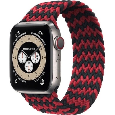 Crested Pletený navlékací nylonový řemínek pro Apple Watch 38, 40 a 41 mm černočervený Velikost: L - Obvod zápěstí 180 mm - 195 mm YACZ1646L