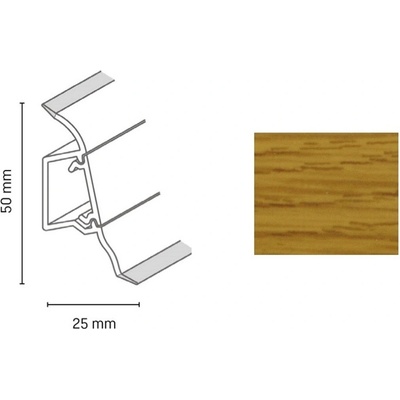 Döllken Profiles Lišta dub kanadský SLK 50 50x25mm 2,5 m
