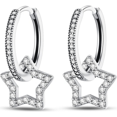 DELIS Сребърни обеци, jw608, модел звезда, родиево покритие (jw608)