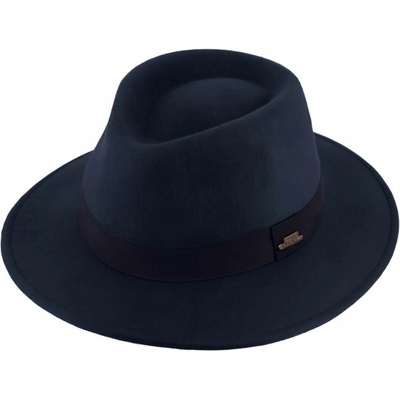Fiebig plstěný klobouk fedora nemačkavý cestovní modrý