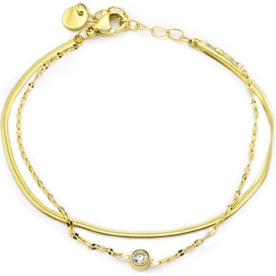 BRUNOshop.cz Dvojitý náramek s kamínkem GOLD S4483