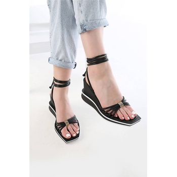 Moda Trend Дамски сандали с цяла подметка - Черни #328852 (328852_Черно)