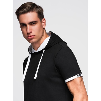 Ombre Clothing Мъжка памучна тениска с качулка - черна V9 OM-TSCT-0256 Ombre Clothing Ombre Clothing | Cheren | МЪЖЕ | S