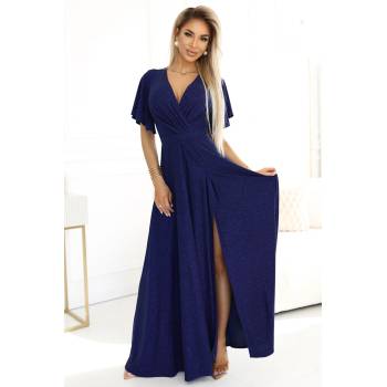 Numoco Блестяща рокля с дълъг ръкав и деколте - тъмно синя с брокат Numoco numoco | Sin | ЖЕНИ | S