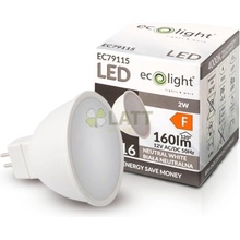 Ecolight LED žárovka MR16 12V 2W neutrální bílá